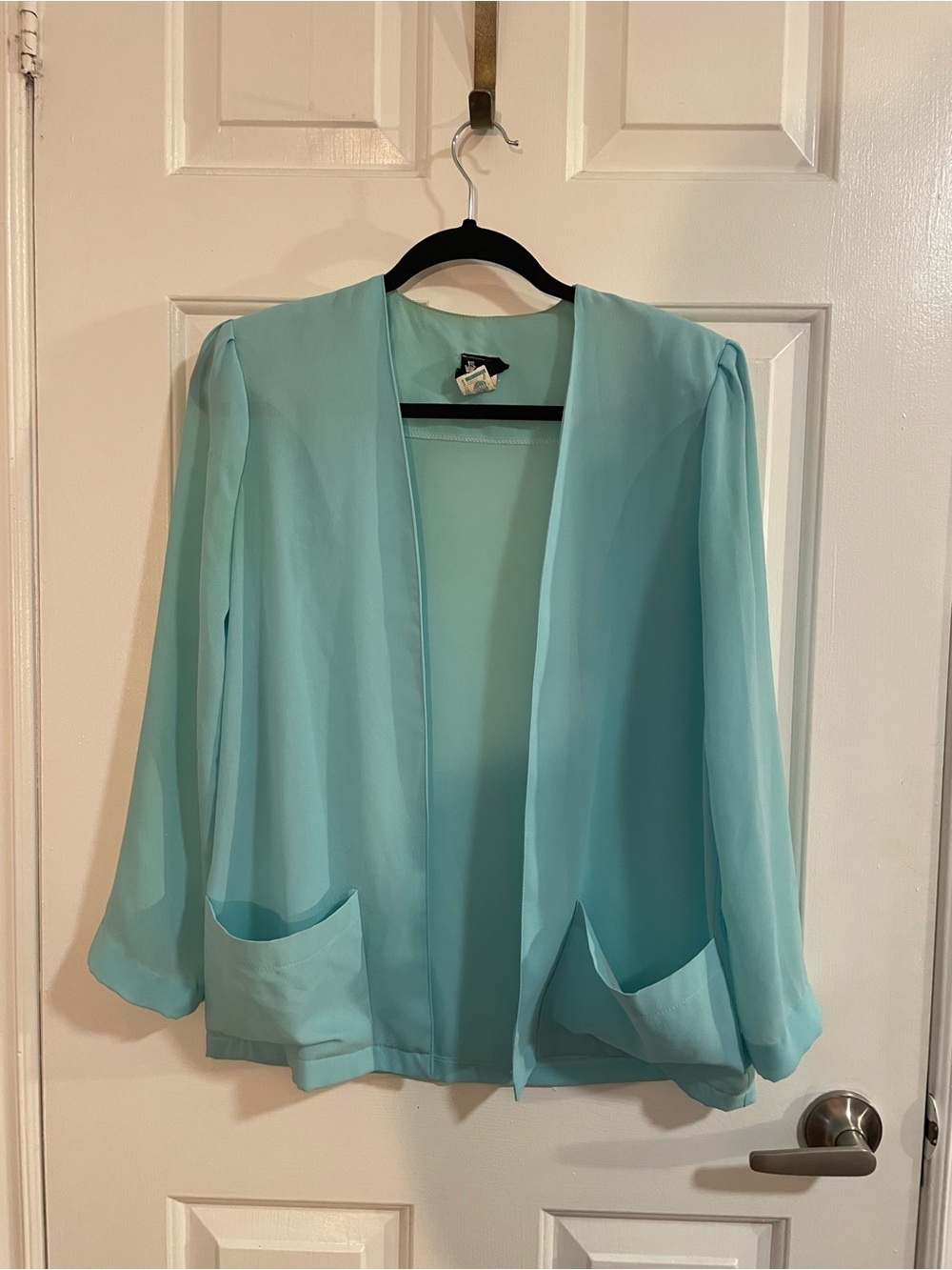 Open-Front Light Aqua Women's Blazer Jacket
